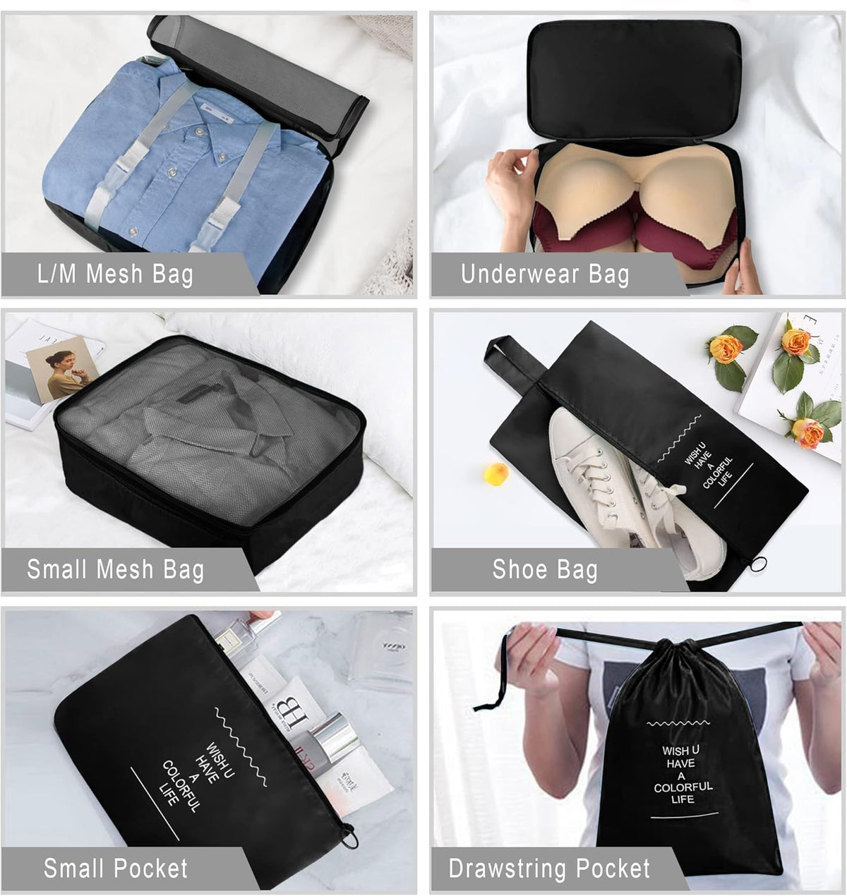 Packing Cubes, 8 Pcs Travel Packing Organizers for Suitcases, Large Capacity Travel Luggage Organizers Set includes 8 Storage Bags, Travel Essentials for Women or Men (Navy Blue)