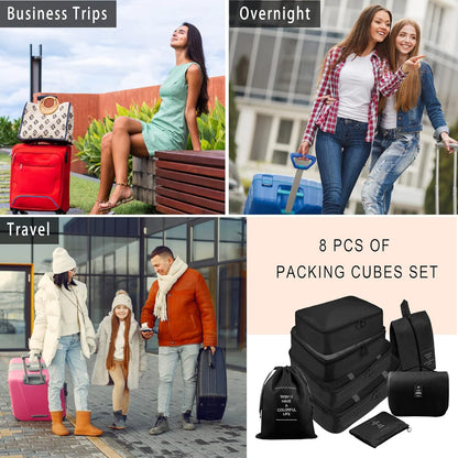 Packing Cubes, 8 Pcs Travel Packing Organizers for Suitcases, Large Capacity Travel Luggage Organizers Set includes 8 Storage Bags, Travel Essentials for Women or Men (Navy Blue)