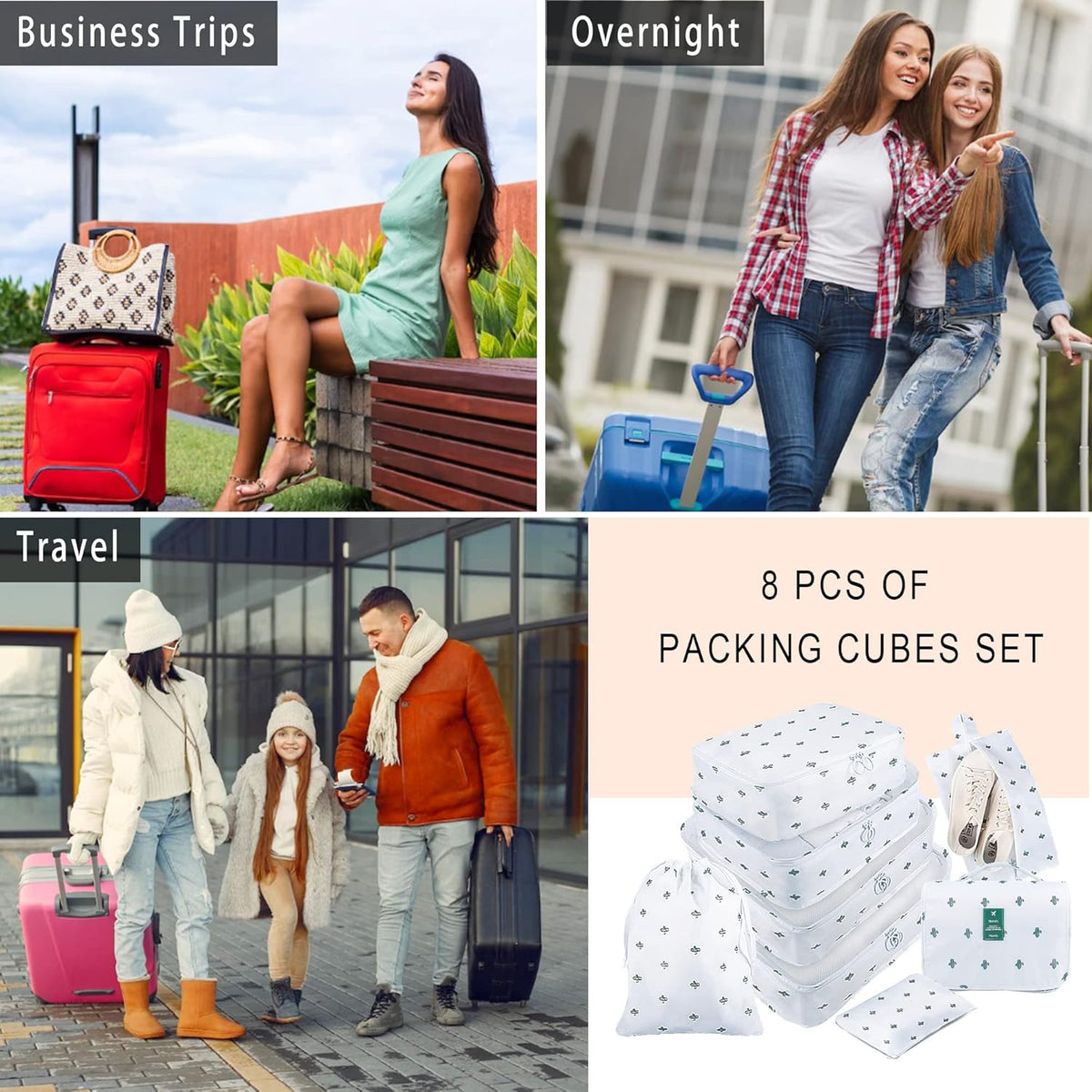 Packing Cubes, 8 Pcs Travel Packing Organizers for Suitcases, Large Capacity Travel Luggage Organizers Set includes 8 Storage Bags, Travel Essentials for Women or Men (Navy Blue)