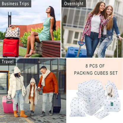 Packing Cubes, 8 Pcs Travel Packing Organizers for Suitcases, Large Capacity Travel Luggage Organizers Set includes 8 Storage Bags, Travel Essentials for Women or Men (Navy Blue)