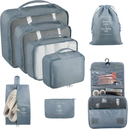 Packing Cubes, 8 Pcs Travel Packing Organizers for Suitcases, Large Capacity Travel Luggage Organizers Set includes 8 Storage Bags, Travel Essentials for Women or Men (Navy Blue)