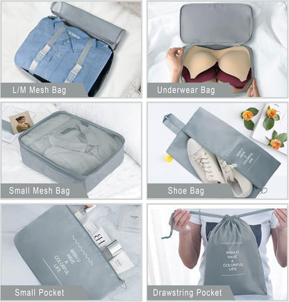 Packing Cubes, 8 Pcs Travel Packing Organizers for Suitcases, Large Capacity Travel Luggage Organizers Set includes 8 Storage Bags, Travel Essentials for Women or Men (Navy Blue)