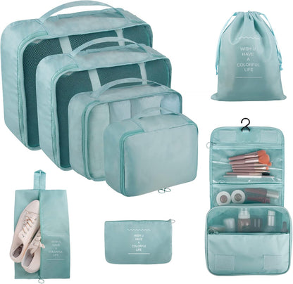 Packing Cubes, 8 Pcs Travel Packing Organizers for Suitcases, Large Capacity Travel Luggage Organizers Set includes 8 Storage Bags, Travel Essentials for Women or Men (Navy Blue)