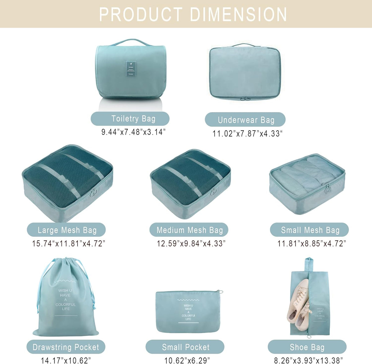 Packing Cubes, 8 Pcs Travel Packing Organizers for Suitcases, Large Capacity Travel Luggage Organizers Set includes 8 Storage Bags, Travel Essentials for Women or Men (Navy Blue)