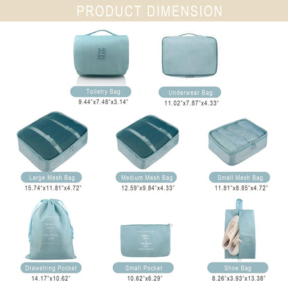 Packing Cubes, 8 Pcs Travel Packing Organizers for Suitcases, Large Capacity Travel Luggage Organizers Set includes 8 Storage Bags, Travel Essentials for Women or Men (Navy Blue)