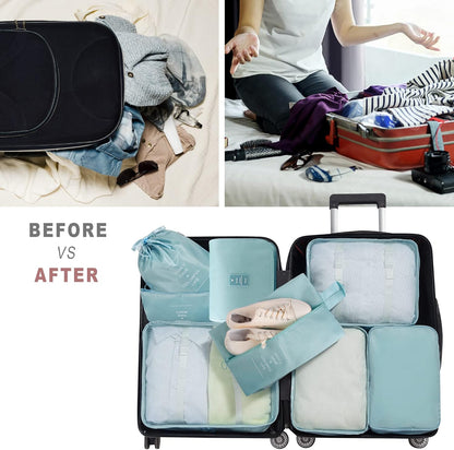 Packing Cubes, 8 Pcs Travel Packing Organizers for Suitcases, Large Capacity Travel Luggage Organizers Set includes 8 Storage Bags, Travel Essentials for Women or Men (Navy Blue)