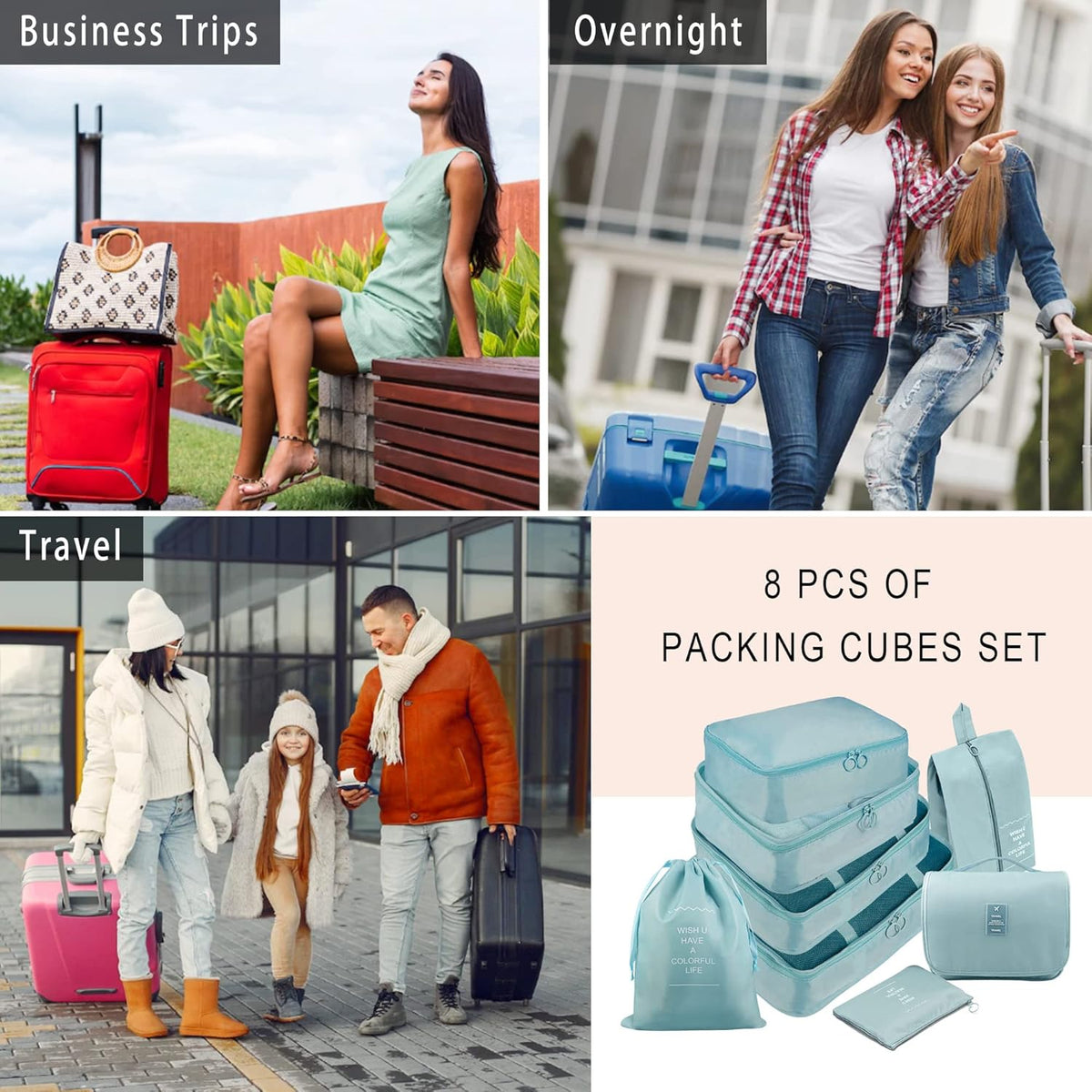 Packing Cubes, 8 Pcs Travel Packing Organizers for Suitcases, Large Capacity Travel Luggage Organizers Set includes 8 Storage Bags, Travel Essentials for Women or Men (Navy Blue)