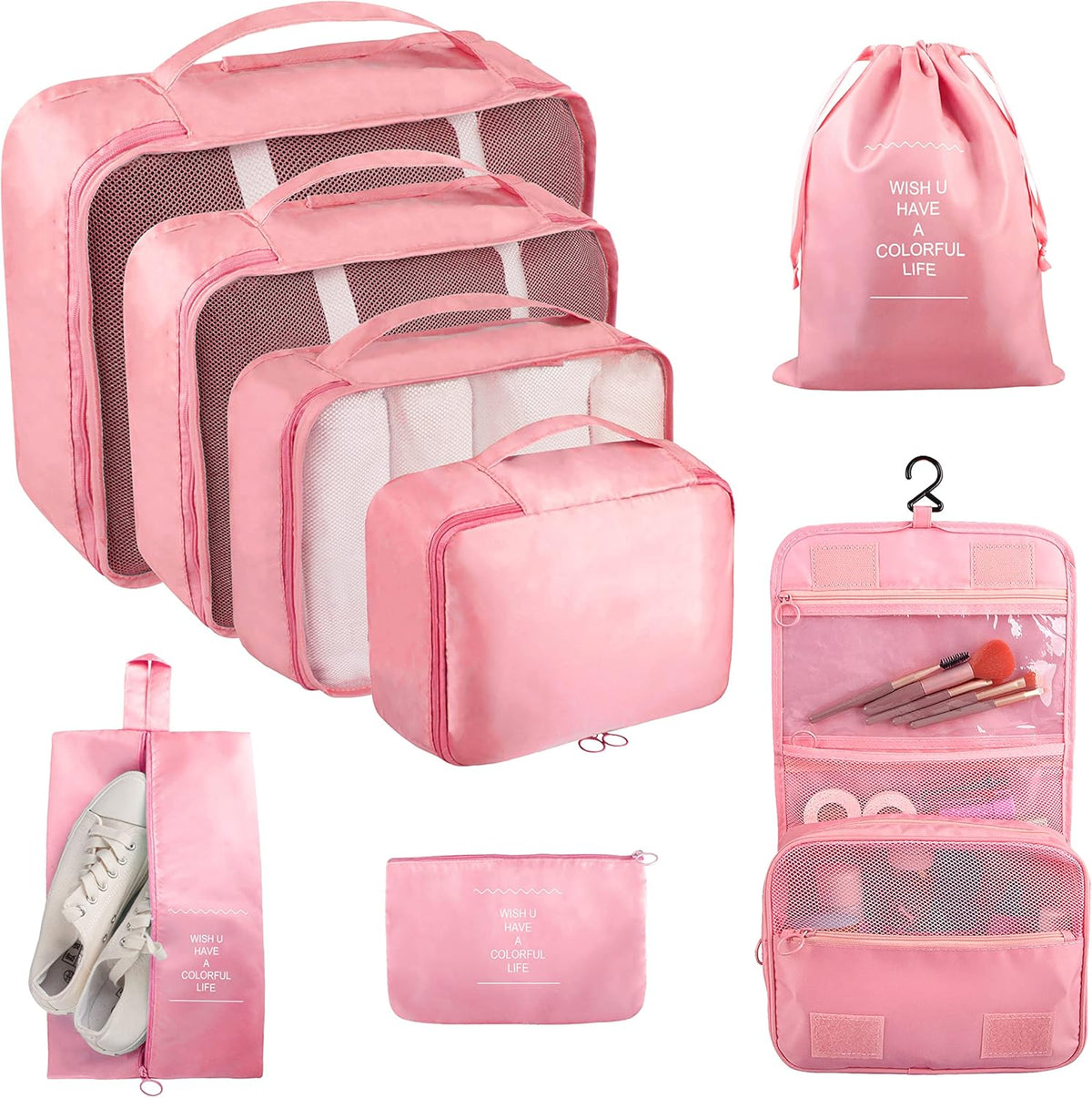 Packing Cubes, 8 Pcs Travel Packing Organizers for Suitcases, Large Capacity Travel Luggage Organizers Set includes 8 Storage Bags, Travel Essentials for Women or Men (Navy Blue)