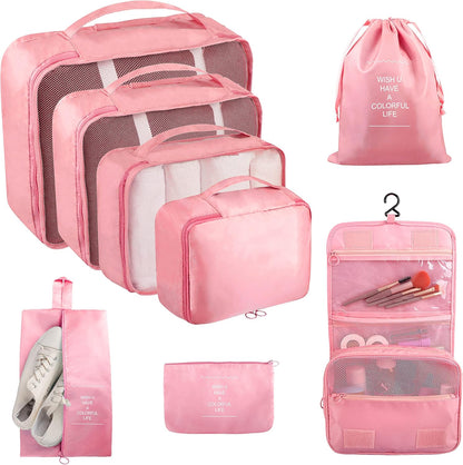 Packing Cubes, 8 Pcs Travel Packing Organizers for Suitcases, Large Capacity Travel Luggage Organizers Set includes 8 Storage Bags, Travel Essentials for Women or Men (Navy Blue)