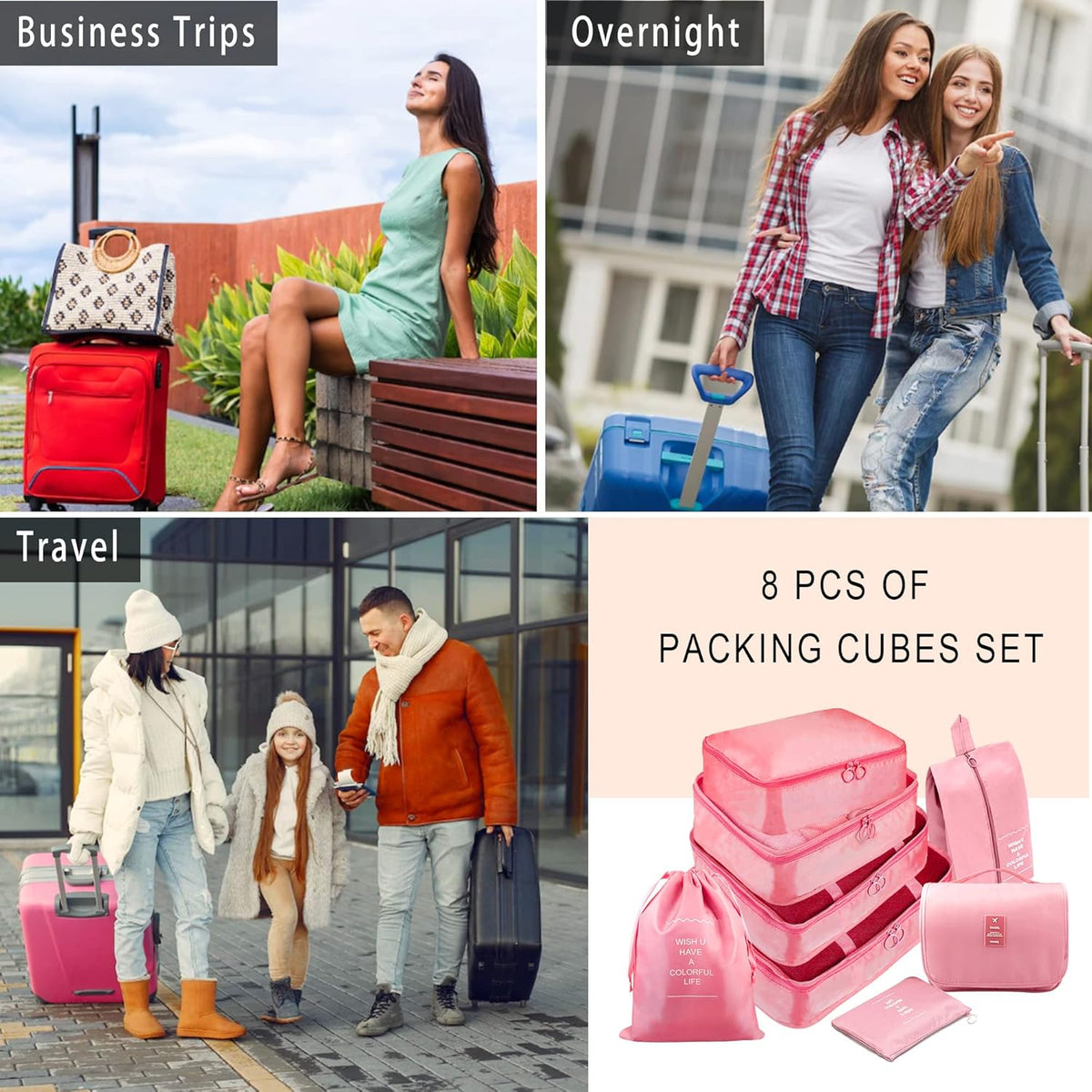 Packing Cubes, 8 Pcs Travel Packing Organizers for Suitcases, Large Capacity Travel Luggage Organizers Set includes 8 Storage Bags, Travel Essentials for Women or Men (Navy Blue)