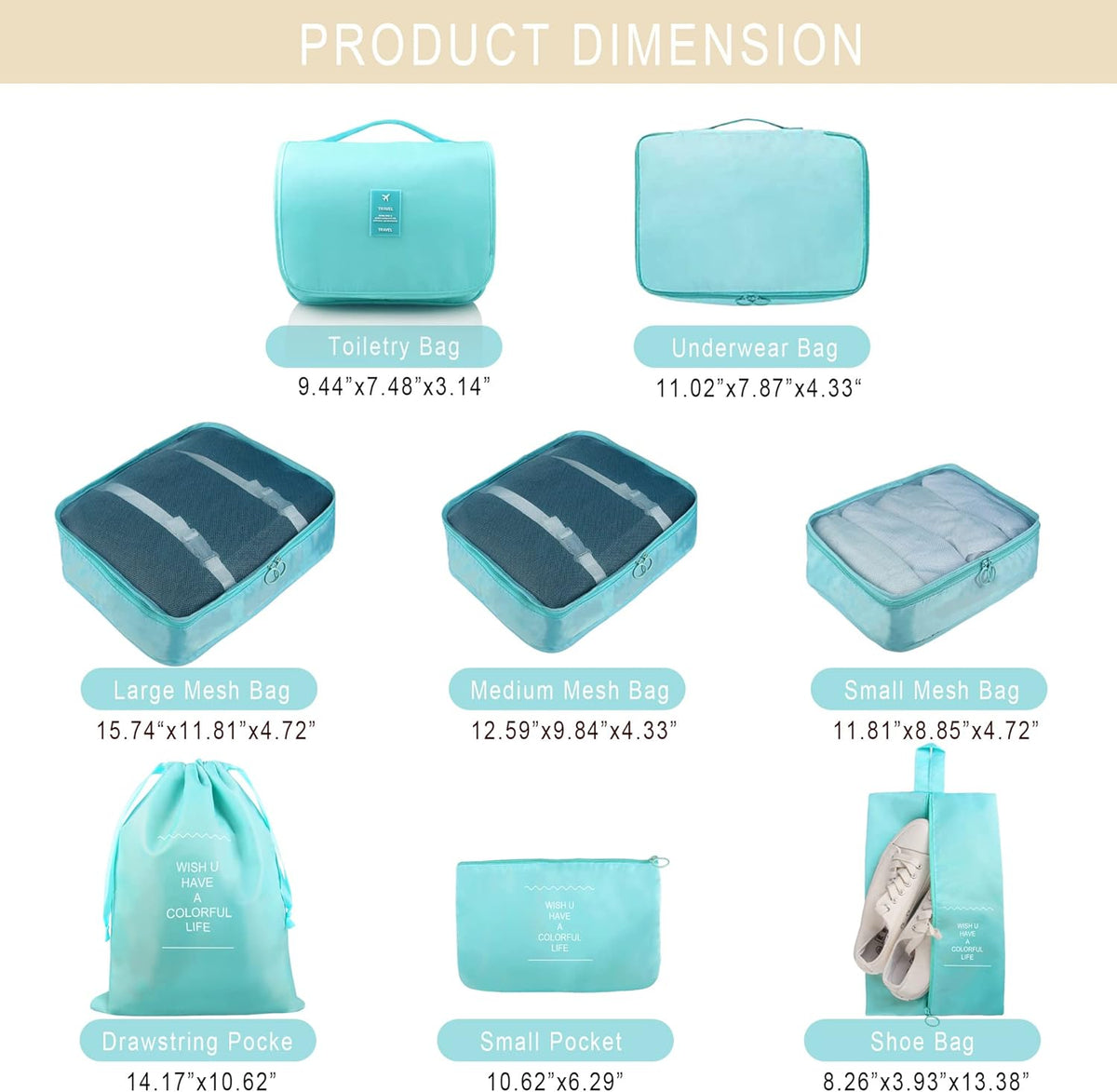 Packing Cubes, 8 Pcs Travel Packing Organizers for Suitcases, Large Capacity Travel Luggage Organizers Set includes 8 Storage Bags, Travel Essentials for Women or Men (Navy Blue)