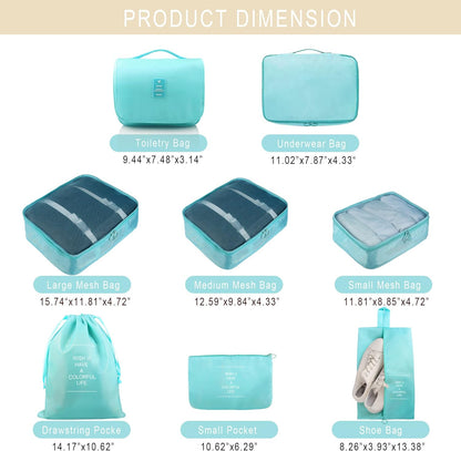 Packing Cubes, 8 Pcs Travel Packing Organizers for Suitcases, Large Capacity Travel Luggage Organizers Set includes 8 Storage Bags, Travel Essentials for Women or Men (Navy Blue)