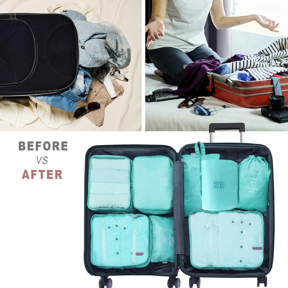 Packing Cubes, 8 Pcs Travel Packing Organizers for Suitcases, Large Capacity Travel Luggage Organizers Set includes 8 Storage Bags, Travel Essentials for Women or Men (Navy Blue)