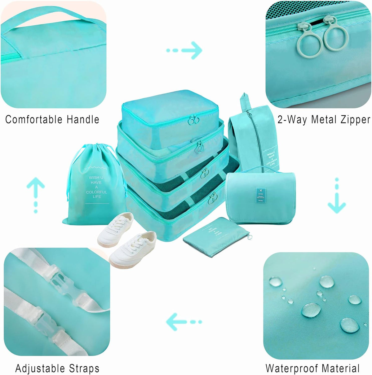 Packing Cubes, 8 Pcs Travel Packing Organizers for Suitcases, Large Capacity Travel Luggage Organizers Set includes 8 Storage Bags, Travel Essentials for Women or Men (Navy Blue)