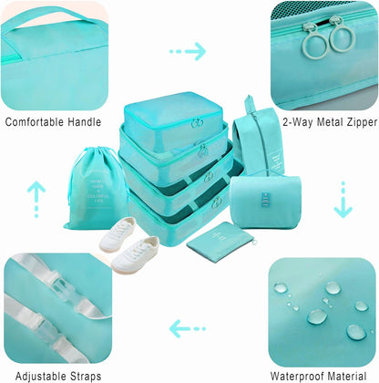 Packing Cubes, 8 Pcs Travel Packing Organizers for Suitcases, Large Capacity Travel Luggage Organizers Set includes 8 Storage Bags, Travel Essentials for Women or Men (Navy Blue)
