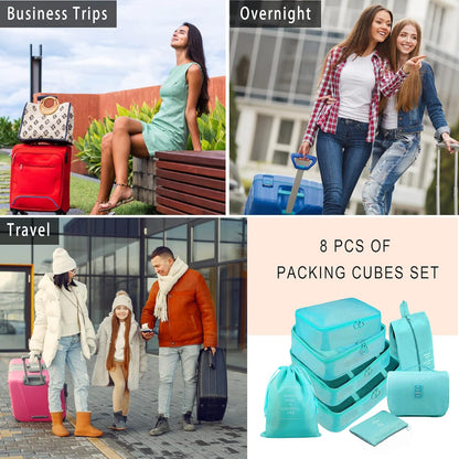 Packing Cubes, 8 Pcs Travel Packing Organizers for Suitcases, Large Capacity Travel Luggage Organizers Set includes 8 Storage Bags, Travel Essentials for Women or Men (Navy Blue)