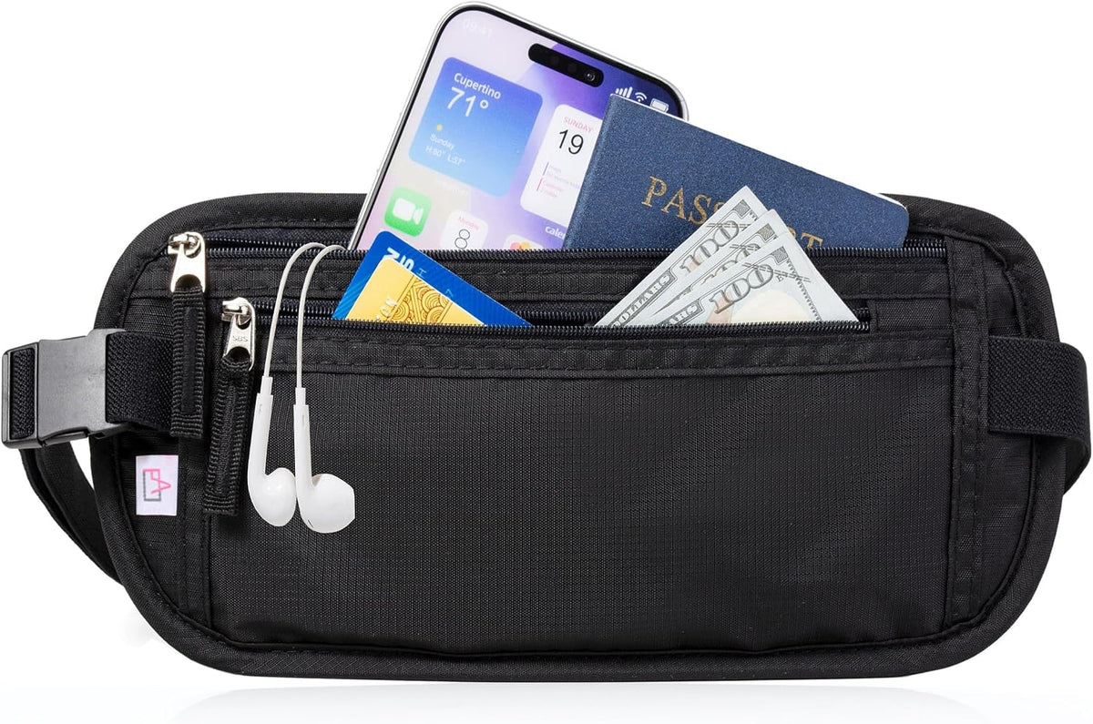 Money Belt Passport Holder Slim Hidden Travel Wallet with RFID Blocking