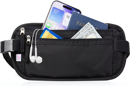 Money Belt Passport Holder Slim Hidden Travel Wallet with RFID Blocking