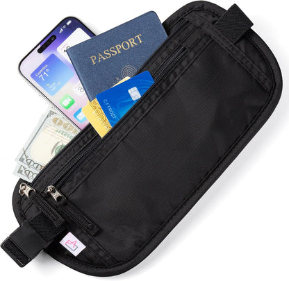 Money Belt Passport Holder Slim Hidden Travel Wallet with RFID Blocking