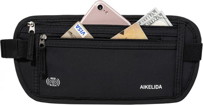Money Belt Passport Holder Slim Hidden Travel Wallet with RFID Blocking