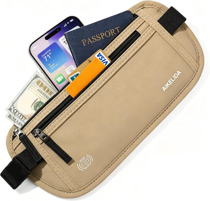 Money Belt Passport Holder Slim Hidden Travel Wallet with RFID Blocking