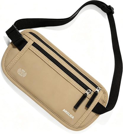 Money Belt Passport Holder Slim Hidden Travel Wallet with RFID Blocking