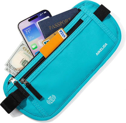 Money Belt Passport Holder Slim Hidden Travel Wallet with RFID Blocking