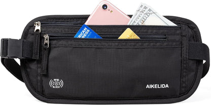Money Belt Passport Holder Slim Hidden Travel Wallet with RFID Blocking