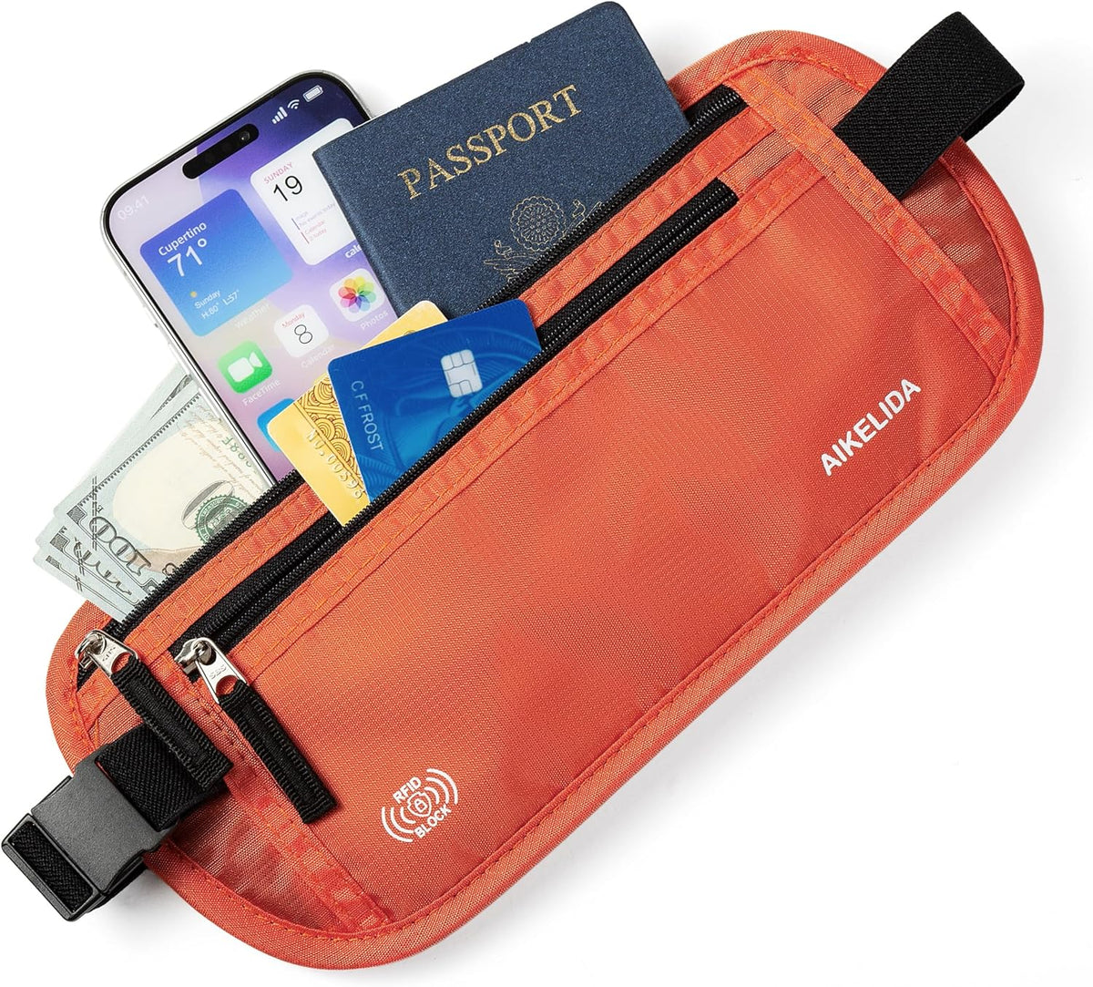 Money Belt Passport Holder Slim Hidden Travel Wallet with RFID Blocking