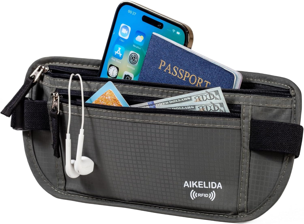 Money Belt Passport Holder Slim Hidden Travel Wallet with RFID Blocking