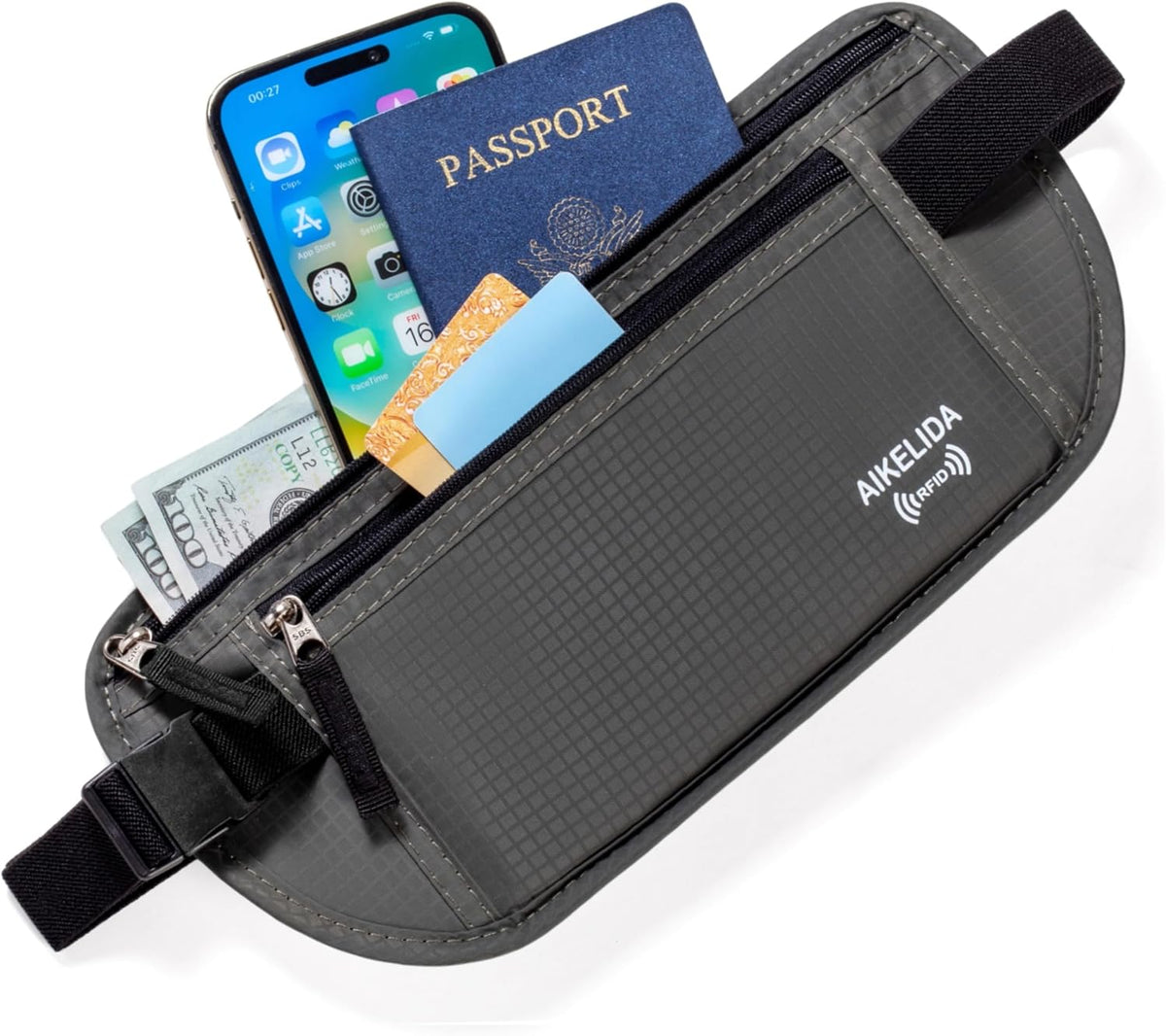 Money Belt Passport Holder Slim Hidden Travel Wallet with RFID Blocking