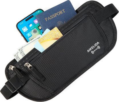 Money Belt Passport Holder Slim Hidden Travel Wallet with RFID Blocking