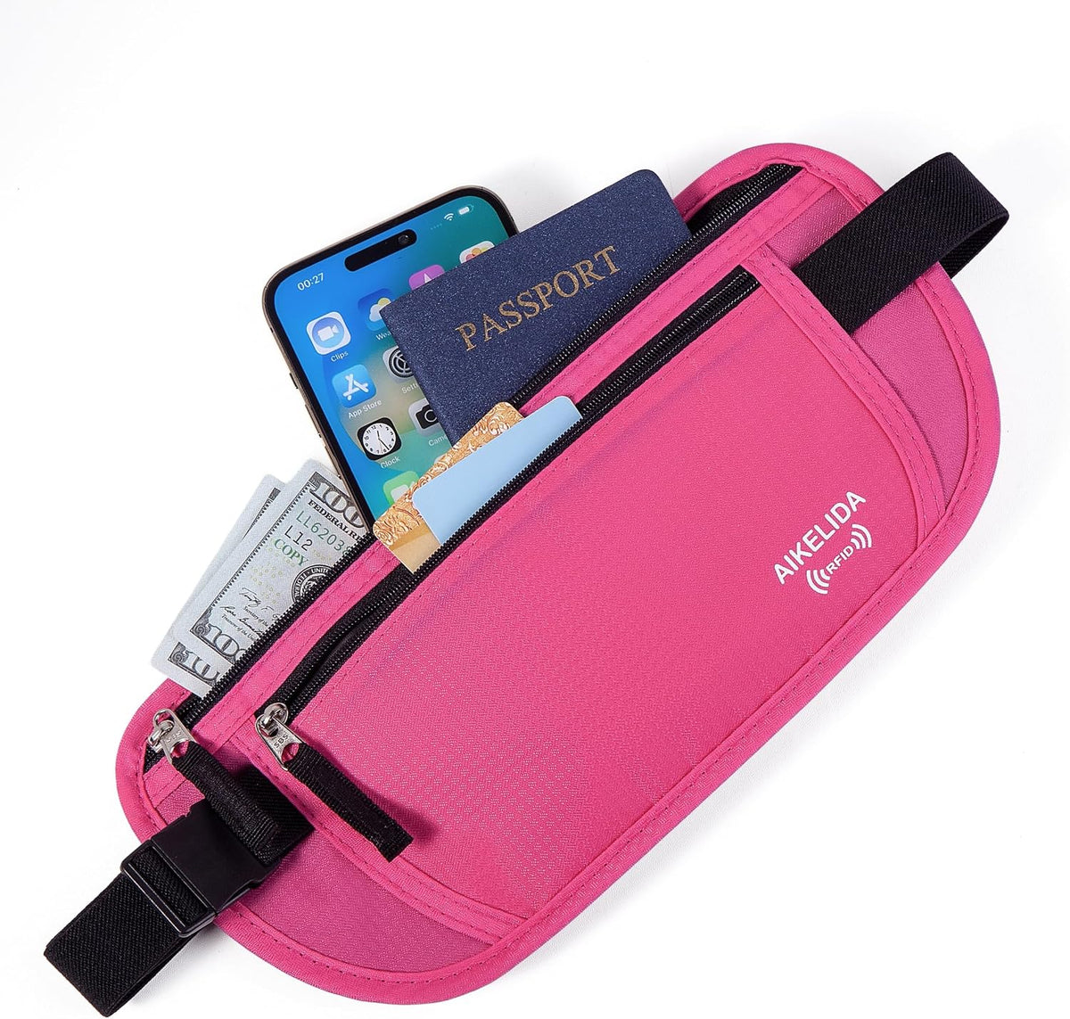 Money Belt Passport Holder Slim Hidden Travel Wallet with RFID Blocking
