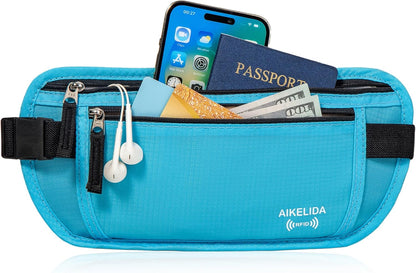 Money Belt Passport Holder Slim Hidden Travel Wallet with RFID Blocking