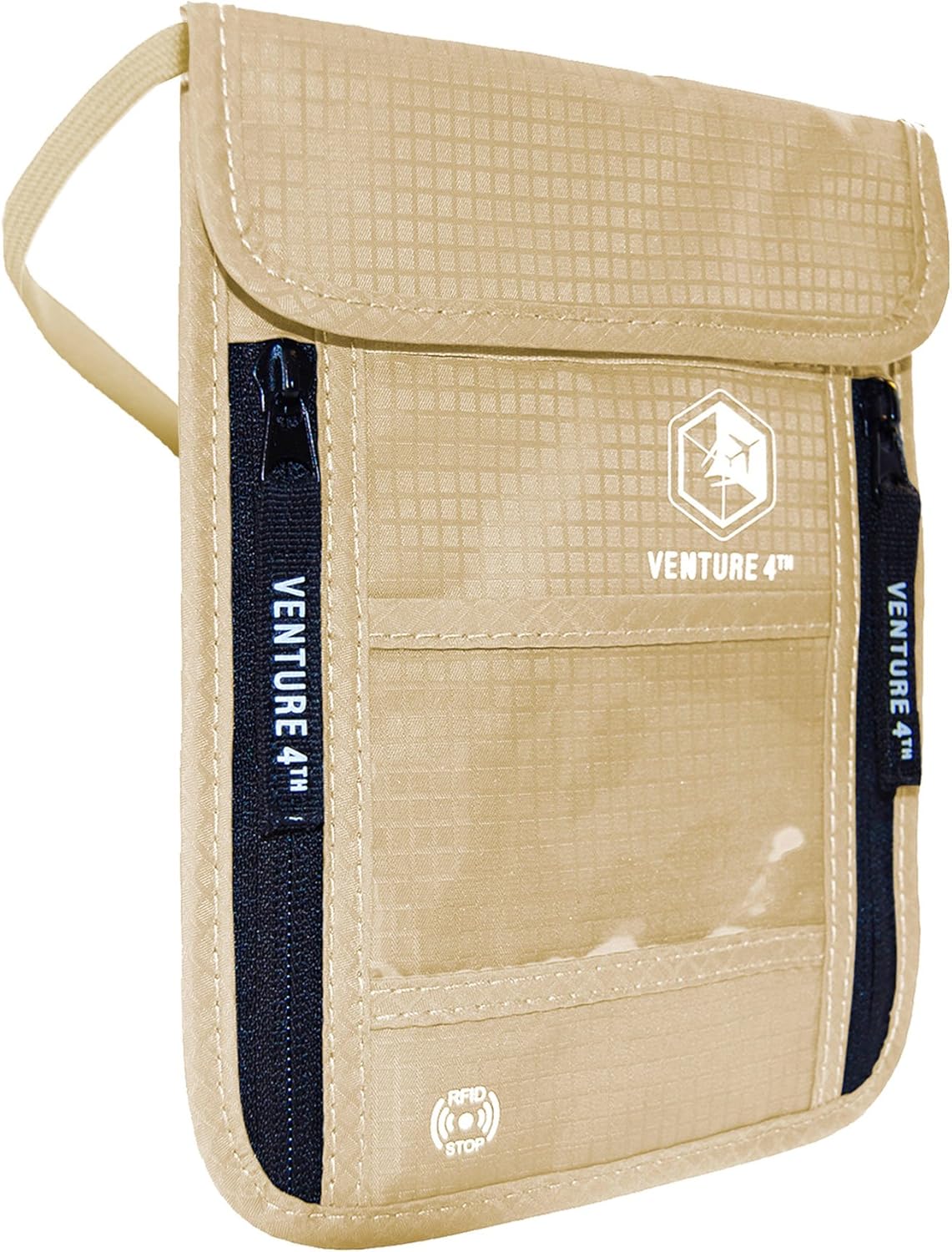 Hidden Neck Pouch for Travel & Quick Dry Towel Set - Ideal Travel Bundle for Vacations, Backpacking and Business Trips - Size L Travel Towel
