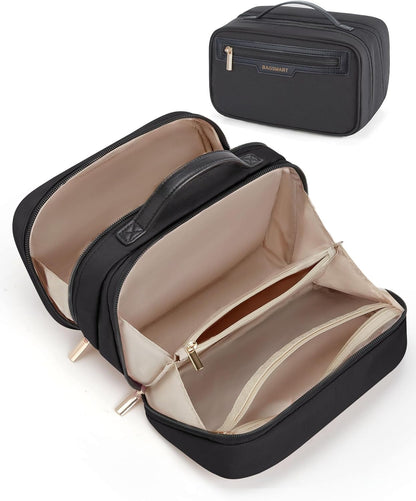 Travel Makeup Bag, Make Up Bag with Multiple Compartments for Organizer, Durable & Compact Cosmetic Organizer for Women for Travel Accessories (Beige)
