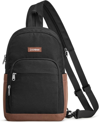 Small RFlD Crossbody Backpack Convertible Lightweight Mini Sling Bag for Women Men for Travel & Hiking, Black & Brown