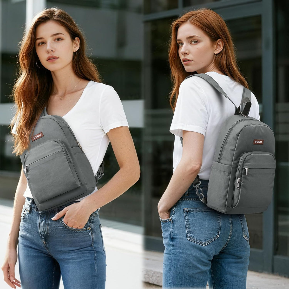Small RFlD Crossbody Backpack Convertible Lightweight Mini Sling Bag for Women Men for Travel & Hiking, Black & Brown
