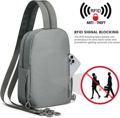 Small RFlD Crossbody Backpack Convertible Lightweight Mini Sling Bag for Women Men for Travel & Hiking, Black & Brown