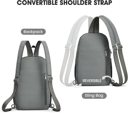 Small RFlD Crossbody Backpack Convertible Lightweight Mini Sling Bag for Women Men for Travel & Hiking, Black & Brown