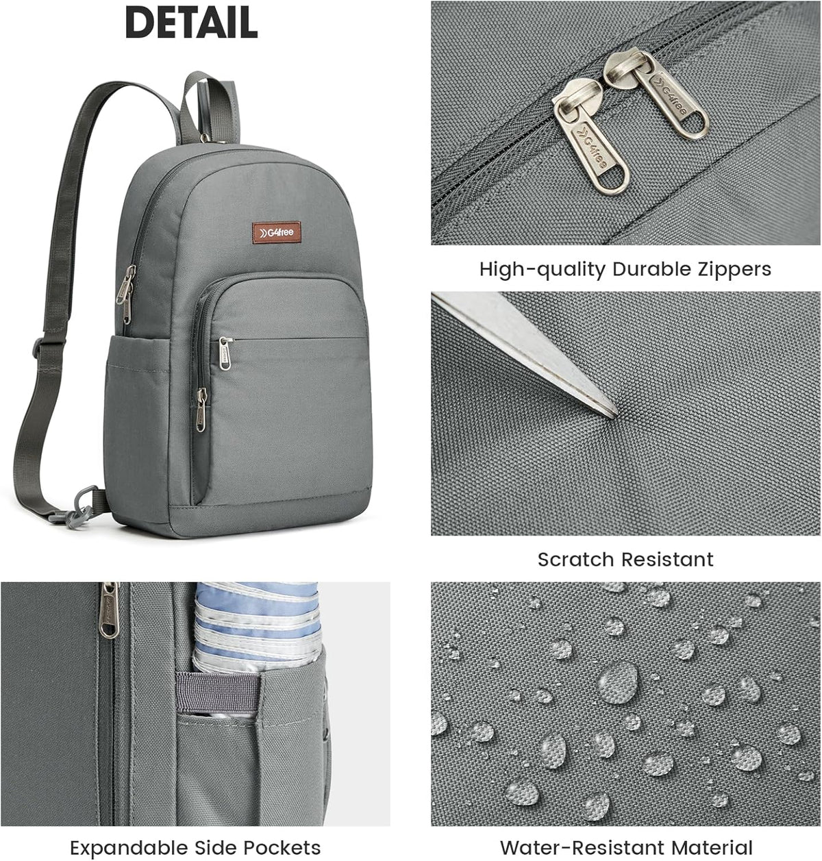 Small RFlD Crossbody Backpack Convertible Lightweight Mini Sling Bag for Women Men for Travel & Hiking, Black & Brown