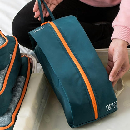 7 Piece Travel Packing Cubes Set Portable Luggage Organizer Bags for Clothes Cream