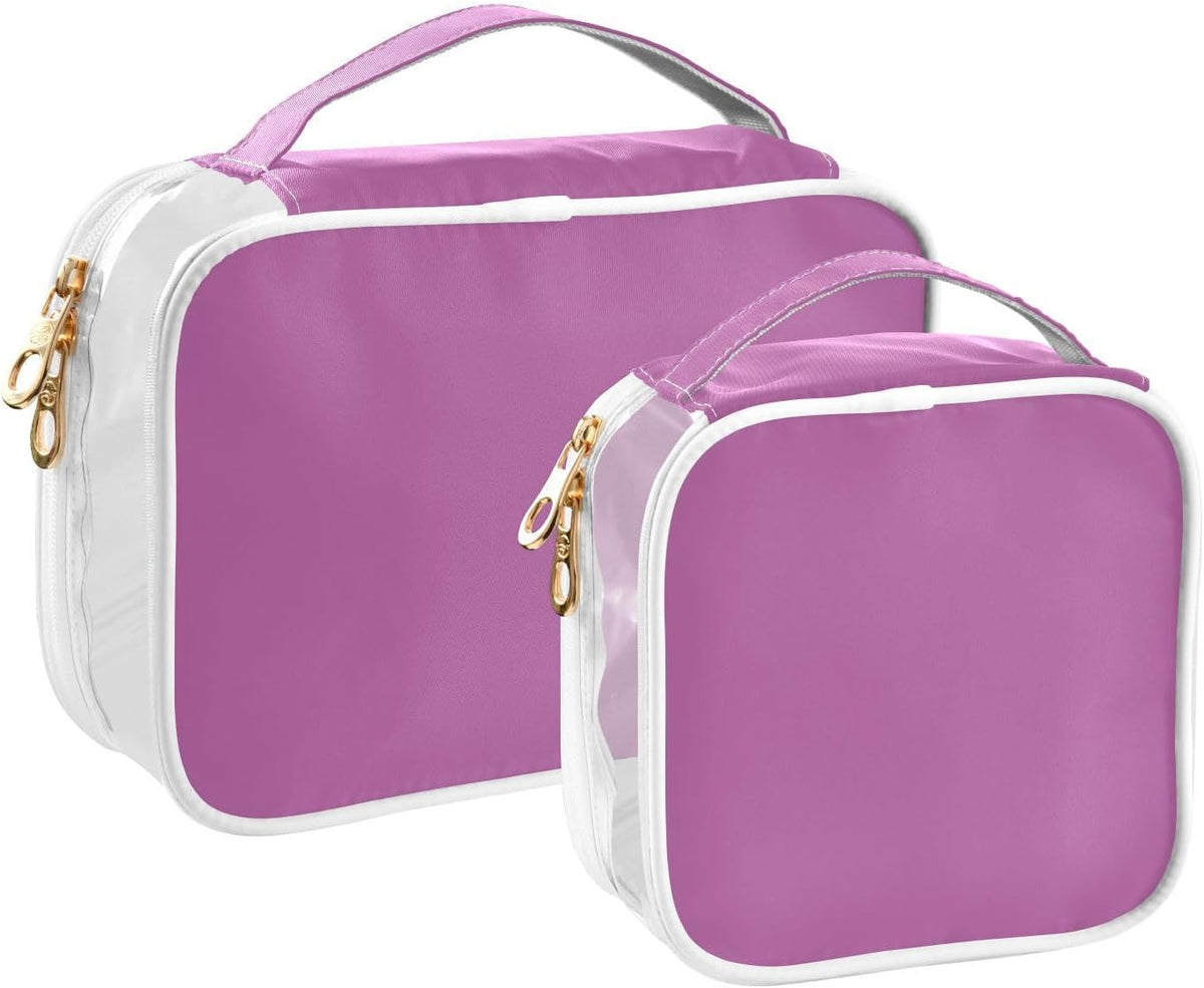 Yellow Clear Makeup Bags TSA Approved Toiletry Bag for Women Men Cosmetic Bags with Handle Carry On Airport Airline Compliant Bag Quart Size PVC Travel Bags for Toiletries Bathroom, 2 Pack