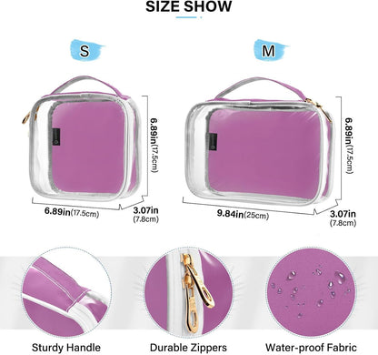 Yellow Clear Makeup Bags TSA Approved Toiletry Bag for Women Men Cosmetic Bags with Handle Carry On Airport Airline Compliant Bag Quart Size PVC Travel Bags for Toiletries Bathroom, 2 Pack