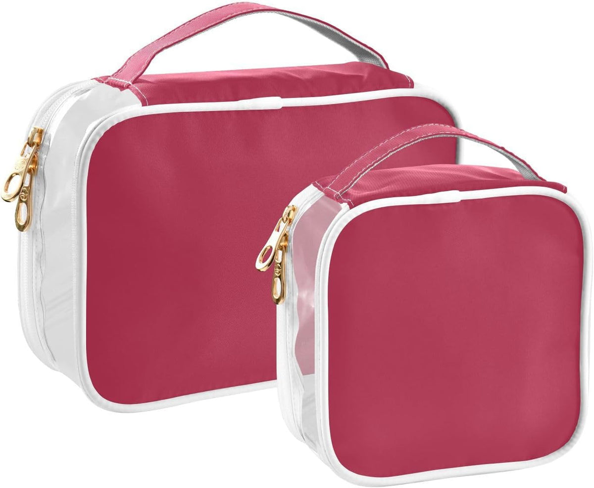 Yellow Clear Makeup Bags TSA Approved Toiletry Bag for Women Men Cosmetic Bags with Handle Carry On Airport Airline Compliant Bag Quart Size PVC Travel Bags for Toiletries Bathroom, 2 Pack