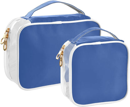 Yellow Clear Makeup Bags TSA Approved Toiletry Bag for Women Men Cosmetic Bags with Handle Carry On Airport Airline Compliant Bag Quart Size PVC Travel Bags for Toiletries Bathroom, 2 Pack