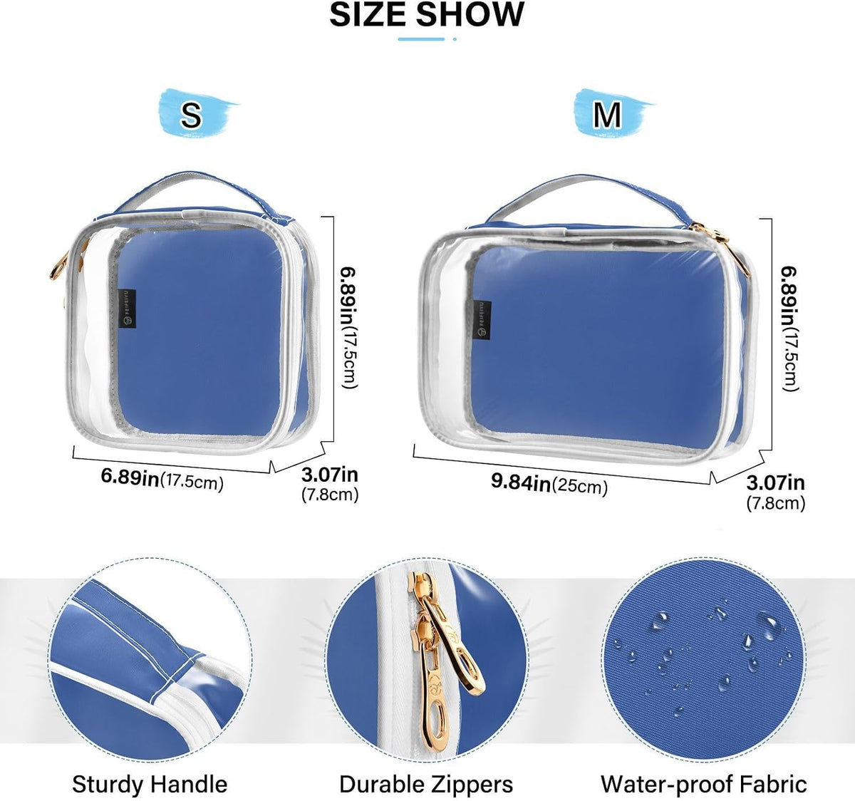 Yellow Clear Makeup Bags TSA Approved Toiletry Bag for Women Men Cosmetic Bags with Handle Carry On Airport Airline Compliant Bag Quart Size PVC Travel Bags for Toiletries Bathroom, 2 Pack