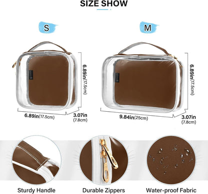 Yellow Clear Makeup Bags TSA Approved Toiletry Bag for Women Men Cosmetic Bags with Handle Carry On Airport Airline Compliant Bag Quart Size PVC Travel Bags for Toiletries Bathroom, 2 Pack