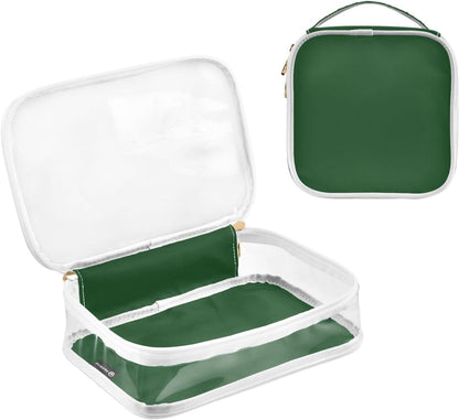 Yellow Clear Makeup Bags TSA Approved Toiletry Bag for Women Men Cosmetic Bags with Handle Carry On Airport Airline Compliant Bag Quart Size PVC Travel Bags for Toiletries Bathroom, 2 Pack