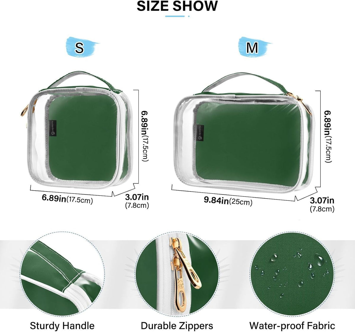Yellow Clear Makeup Bags TSA Approved Toiletry Bag for Women Men Cosmetic Bags with Handle Carry On Airport Airline Compliant Bag Quart Size PVC Travel Bags for Toiletries Bathroom, 2 Pack